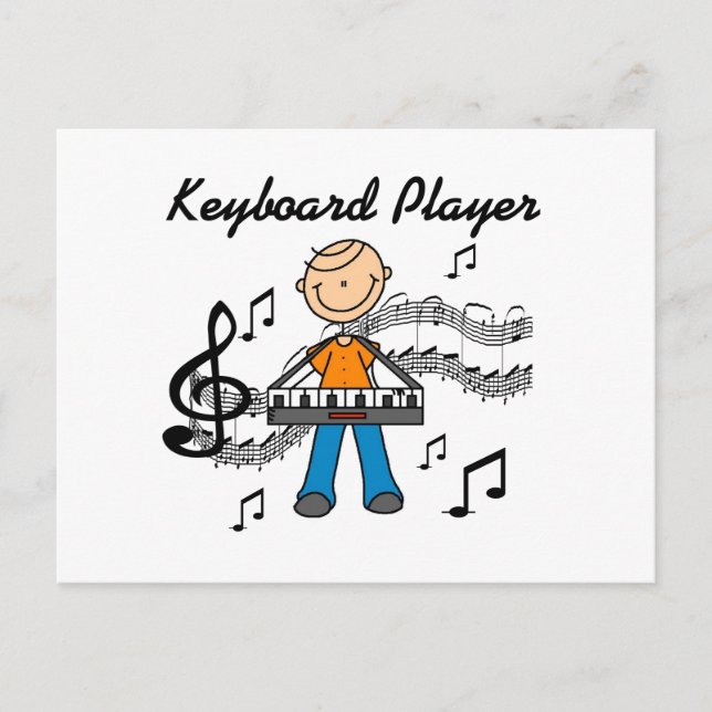 Stickfigur-Männchen-Keyboarder-Geschenke Postkarte (Vorderseite)