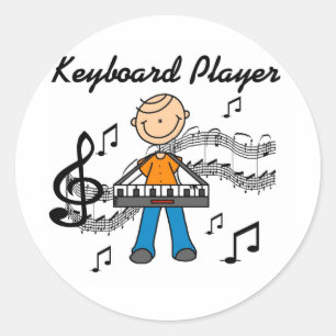 Stickfigur-Männchen-Keyboarder-Geschenke Runder Aufkleber