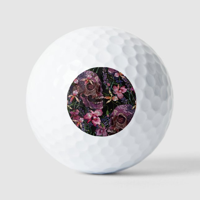 Stickiger Schädel: gotisch-orchid Muster Golfball (Vorderseite)
