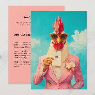 Stickiges Huhn im rosa Anzug Einladung