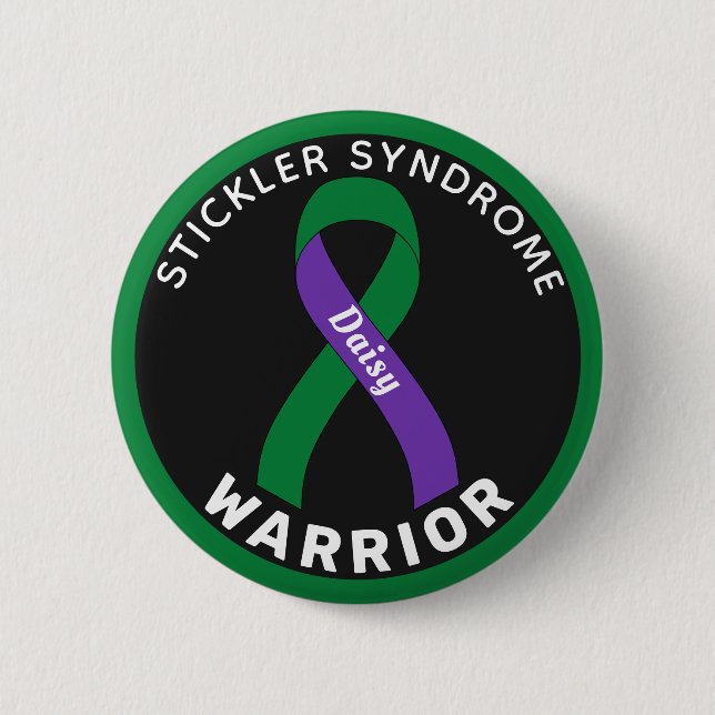 Stickler-Syndrom Warrior Ribbon Black Button (Vorderseite)