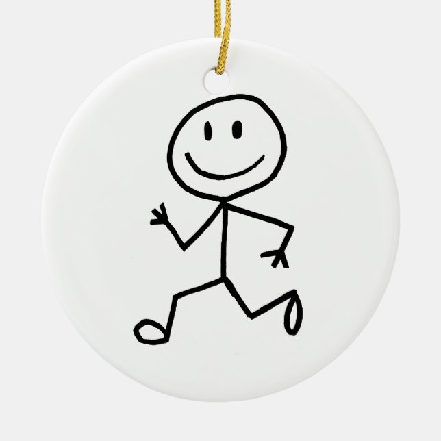 Stickman Läufer Keramik Ornament (Vorne)