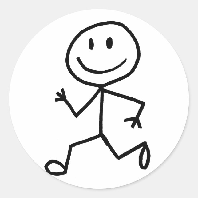 Stickman Runner Runder Aufkleber (Vorderseite)