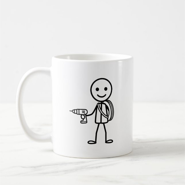 Stickmen At Work - Der Elektriker Kaffeetasse (Links)