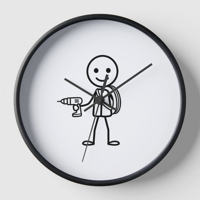 Stickmen At Work - Der Elektriker Uhr (Vorderseite)
