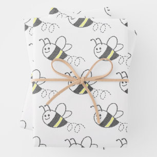 Stickmusterdruck Süße Biene Geschenkpapier Set