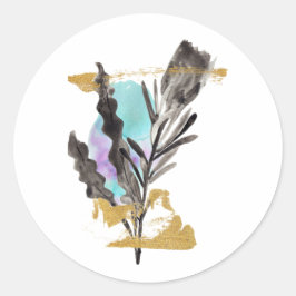 Stickpack mit Protea-Blume und Goldelement Runder Aufkleber