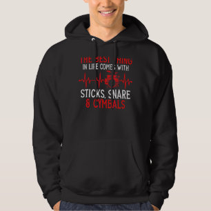 Sticks Snare und Cymbals Drummer Drum Player Musik Hoodie