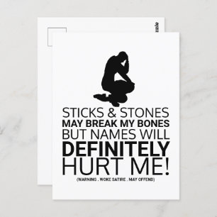 Sticks & Stones, Geweckt Satire Postkarte