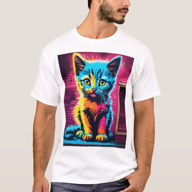 Sticky Kitty–Vibrant Cursive Graffiti Logo T-Shirt (Vorderseite)