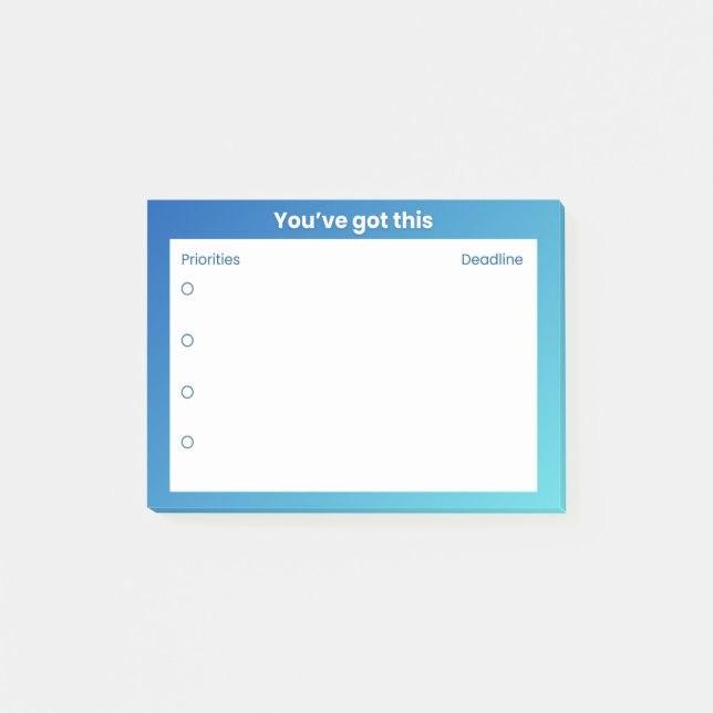 Sticky Note Planer – Prioritäten- und Fristenlayou Post-it Klebezettel (Vorderseite)