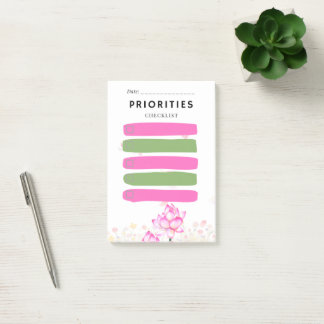 Sticky Note PRIORITY Checkbox Pink Lily Post-it Klebezettel