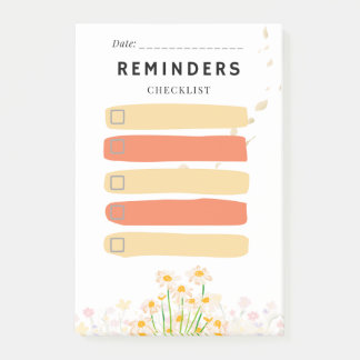Sticky Note REMINDERS Check Box  Yellow Daisy Post-it Klebezettel
