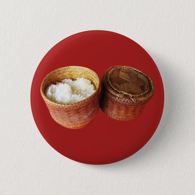 Sticky Rice [Khao Niao] Thai Lao Food Button (Vorderseite)