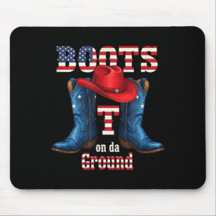 Stiefel am Boden Cowboy Rote Mütze 4. Juli Mousepad