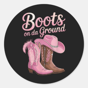 Stiefel am Boden, Cowgirl Line Tanz, Boot Cowb Runder Aufkleber