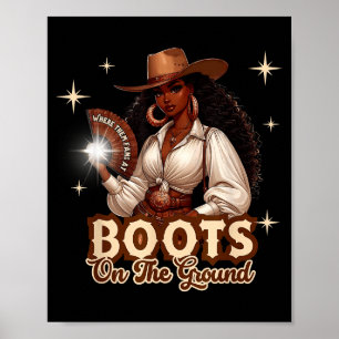 Stiefel Am Boden Cowgirl Western Schwarzes Mädchen Poster