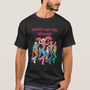 Stiefel Am Boden Lustige Cowgirl-Stiefel Bling Fra T-Shirt