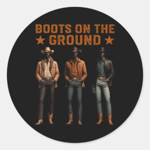 Stiefel Am Boden Western Rodeo Schwarze Cowboys Sq Runder Aufkleber