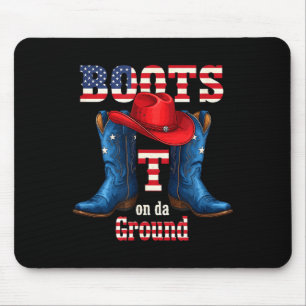 Stiefel auf dem Boden Cowboy rote Mütze 4. Juli Mousepad