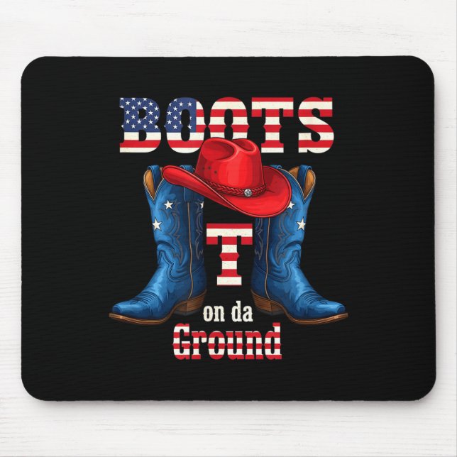 Stiefel auf dem Boden Cowboy rote Mütze 4. Juli  Mousepad (Vorne)