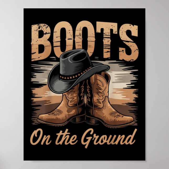 Stiefel auf dem Boden Cowgirl Line Tanz Frauen Män Poster (Vorne)