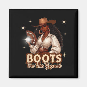 Stiefel Auf Dem Boden Cowgirl Western Schwarzes Mä Magnet