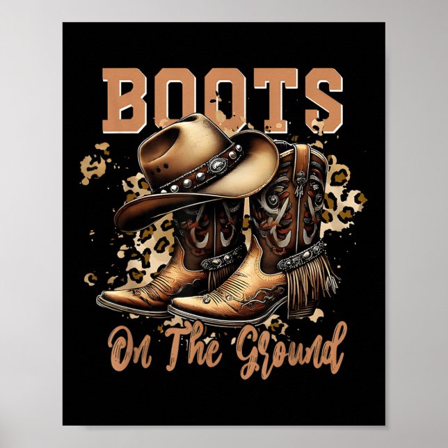 Stiefel auf dem Bodgeboot Cowboy Western Cowgirl _ Poster (Vorne)
