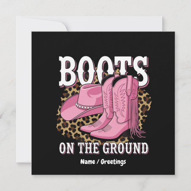 Stiefel auf dem Western Cowgirl Linedance Einladung (Vorderseite)