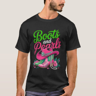 Stiefel auf den Boden Pinke Kuhgirl T-Shirt