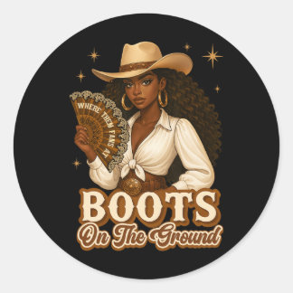Stiefel auf der Erde Junetzehnte Cowgirl, wo sie Runder Aufkleber