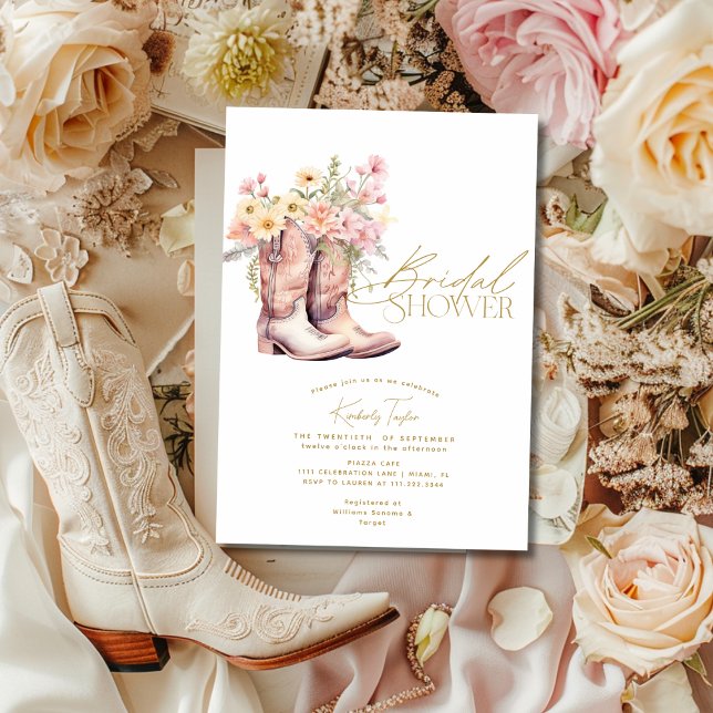 Stiefel Blume Blumencowgirl Brautparty Einladung (Boots Floral Flowers Floral Cowgirl Bridal Shower Invitation)