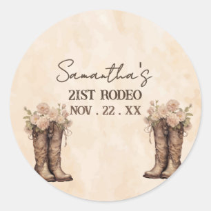Stiefel & Blush Rustikale Western-Cowgirl 21. Gebu Runder Aufkleber