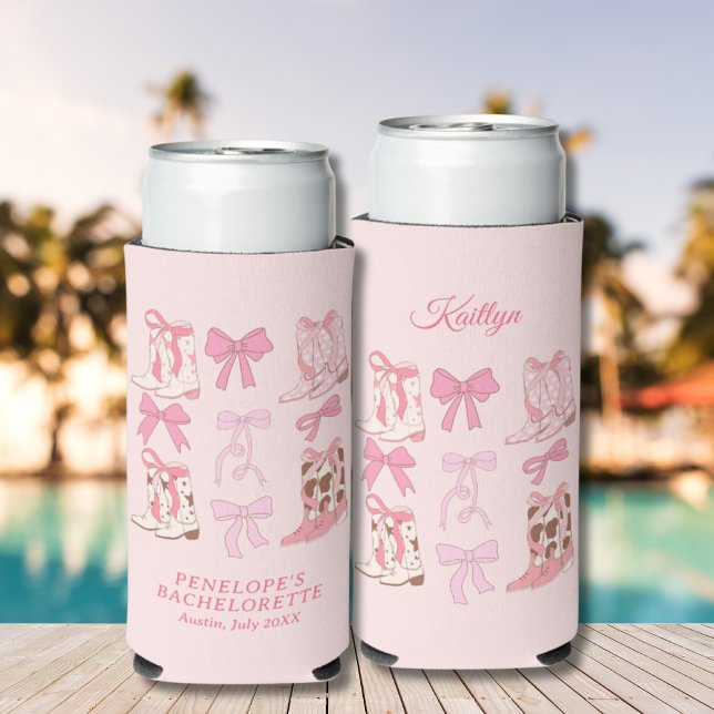 Stiefel & Bows Pink Cowgirl Coquette Bachelorette Selters Dosenkühler (Boots & Bows Pink Cowgirl Coquette Bachelorette Seltzer Can Cooler
)