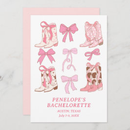 Stiefel & Bows Pink Girly Junggeselinnen-Abschied Einladung