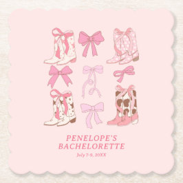 Stiefel & Bows Pink Girly Junggeselinnen-Abschied Untersetzer