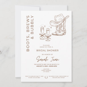 Stiefel, Brews und Bubbly Brautparty laden ein Einladung