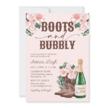 Stiefel & Bubbly Blumensekt Brautparty Invi