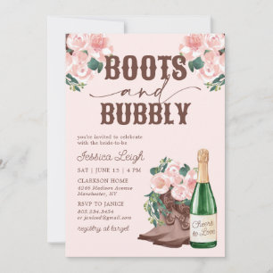 Stiefel & Bubbly Blumensekt Brautparty Invi Einladung