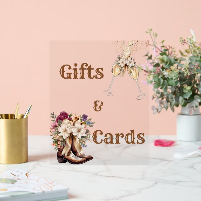 Stiefel & Bubbly Boho Western Brautparty Geschenke Acrylschild (Hochzeit)