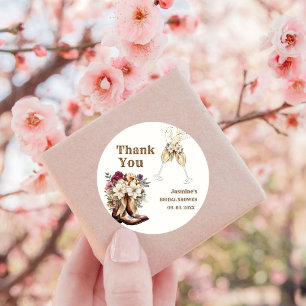 Stiefel & Bubbly Boho Western Brautparty Party Runder Aufkleber