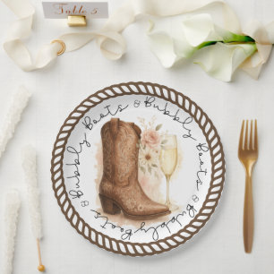 Stiefel & Bubbly Country Western Stiefel Brautpart Pappteller
