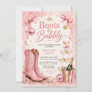 Stiefel & Bubbly Disco-Brautjunggesellinnenparty-E Einladung