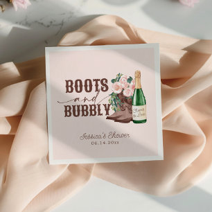 Stiefel & Bubbly Floral Champagner Brautparty Serviette