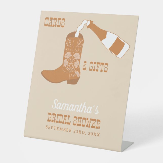 Stiefel Bubbly Rustic Western Country Brautparty Sockelschild (Vorderseite)