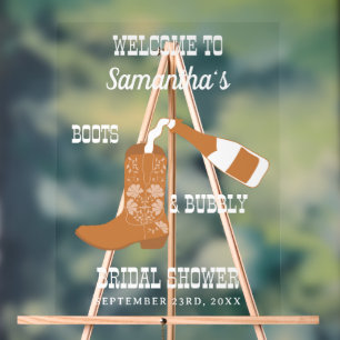 Stiefel Bubbly Rustikale Western Country Brautpart Acrylschild