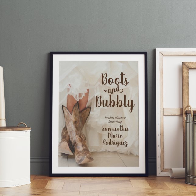 Stiefel & Bubbly Texas Bride in Boots Brautparty Poster (Von Creator hochgeladen)