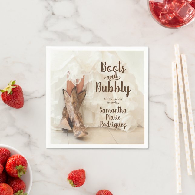 Stiefel & Bubbly Texas Bride in Boots Brautparty Serviette (Beispiel)