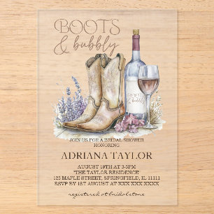 Stiefel & Bubbly Western Brautparty Acryleinladungen
