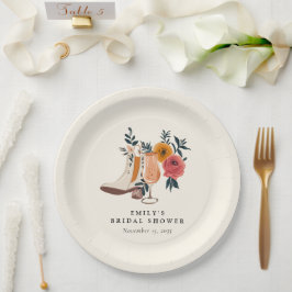 Stiefel & Bubbly Western Brautparty Pappteller